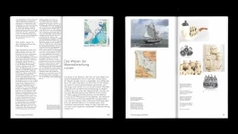 Innenseiten des Katalogs zur Dauerausstellung Schiffswelten – Der Ozean und wir, Schifffahrtsmuseum Bremerhaven, gestaltet von Bureau Hog